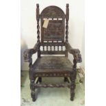 ARMCHAIRS, a pair, Baronial style, circa 1900,