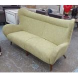 SOFA, vintage Italian design, in later contemporary green tweed finish, 100cm H.