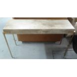CONSOLE TABLE, contemporary faux concrete top on gilt supports, 124cm W x 38.5cm D x 76cm H.