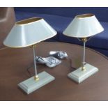 BOUILLOTTE STYLE TABLE LAMPS, a pair, vintage inspired, grey finish, 43cm H.