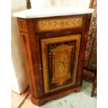 CORNER CABINET, 19th century Continental walnut, rosewood and satinwood panelled,