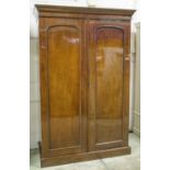 DOUBLE WARDROBE, Victorian figured mahogany,