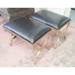 STOOLS, a graduated set of three, in a 1950's French style gilt finish, 120cm W.