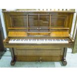 BECHSTEIN UPRIGHT PIANO, overstrung in a figured walnut case, serial no 69704,
