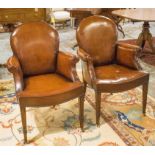 CLUB ARMCHAIRS, a pair,