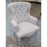 ARMCHAIR, buttoned back with diamante detail, 100cm H.