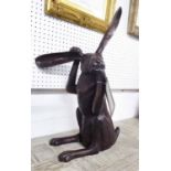 BRONZE HARE, in seated position, 60cm H.