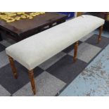 WINDOW SEAT, English country style, ivory finish with bolster cushions, 135cm W.