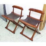 STARBAY BERMUDES CHAIRS, a pair, rosewood with leather seats, 51cm W x 42cm D x 67cm H.