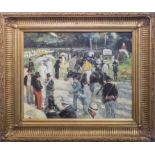After EUGENE VERDYEN (French 1836-1903) 'At the races', oil on canvas, 50cm x 60cm, framed.