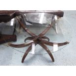 LOW TABLE, Art Deco, a circular mirrored top on a base with wooden under-tier, 67cm W x 57cm H.