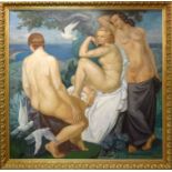 CHARLES NAILLOD (French 1876-1941) 'Bathers surrounded by doves', oil on canvas, signed lower right,