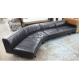 POLTRONA FRAU CORNER SOFA, soft black leather with cross stitched detail on metal legs,