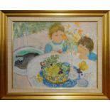 JOCELYNE SEGUIN (FRENCH 1917 - 1999) 'Table de Jardin', oil on canvas, signed lower right,