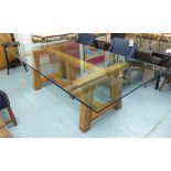 RALPH LAUREN HOME DINING TABLE, tempered glass top, 255cm x 126cm x 76cm.