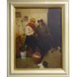 PAUL RAYMOND SEATON 'The amorous encounter', oil on canvas, signed with initials lower right,
