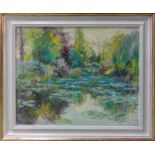 DAVID LLOYD SMITH 'Monet's Pond at Givenchy', oil on canvas, signed.