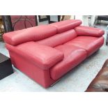 ROCHE BOBOIS ULTIMATE SOFA, with articulating neck rests, red leather finish, 200cm W.