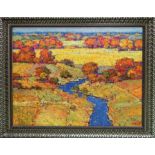 SERGEI PATIKOVSKI (Ukrainian) 'Autumn Fields', oil on canvas, 69 x 109cm, signed, framed.