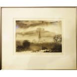 NORMAN ACKROYD 'Clearbury Ring from Old Sarum', 1999, etching, signed, dated,