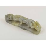 CHINESE GREEN JADE DRAGON BUCKLE, 12cm L.