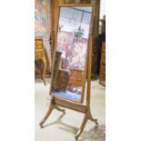 CHEVAL MIRROR, Edwardian mahogany with rectangular swing plate, 154cm H x 55cm x 53cm.