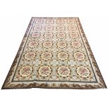 AUBUSSON NEEDLEPOINT CARPET, 272cm x 173cm W, repeat floral medallion design.