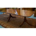 DINING TABLE, Regency design, figured mahogany with D-ends,