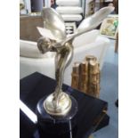 SPIRIT OF ECSTASY, silvered metal large size on marble base, 52cm H.