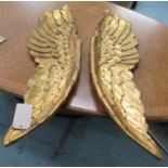 ANGEL WINGS, a pair, wall appliques in resin with gilt finish, 104cm H.