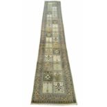 FINE PURE SILK TEHRAN DESIGN RUNNER, with all over tile design, 35cm x 63cm.