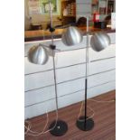 READING LAMPS, two similar, 1960s, spun aluminium shades, 140cm H x 130cm H.