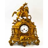 MANTEL CLOCK, French mid 19th century ormolu by Detouche Paris missing pendulum and hand,