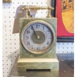 BRASS CASED MANTEL CLOCK, early 20th century, with silvered chapter ring, 19cm H overall,