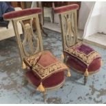 PRIE-DIEU CHAIRS, a pair,