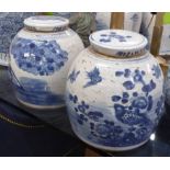 GINGER JARS, a pair, Chinese style blue and white, 29cm H.