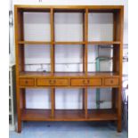 CHINESE SHANXI STYLE LIBRARY, in yellow painted finish, 200cm H.