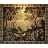 VERDURE DESIGN NEEDLEPOINT TAPESTRY, 157cm x 129cm, woodland scene, with exotic birds,