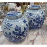 GINGER JARS, a pair, Chinese style blue and white, 29cm H.