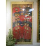 CHINESE ANCESTRAL GROUP PORTRAITS, a large pair, early 19th century,