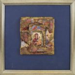 K MATABELLI 'Folio - 2006', religious relief collage, inscribed on reverse, mounted and framed,