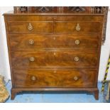 SCOTTISH HALL CHEST, 19th century, flame mahogany with two short and three long drawers,