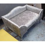 DOG BED, in grey crushed velvet with studded detail, on cabriole supports, 82cm x 55cm x 38cm H.