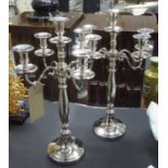 CANDLESTICKS, a pair, five branch plated finish, 54cm H.