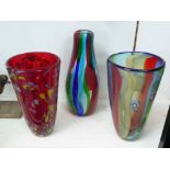 VASES, a set of three, Murano style, largest 35cm H.