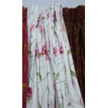CURTAINS, a pair, from Nina Campbell floral pattern lined and interlined,