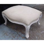 FOOTSTOOL, French style, in natural upholstery 78cm W x 66cm D x 45cm H.