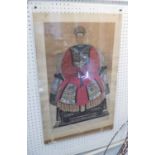TWO CHINESE 18TH/19TH CENTURY ANCESTOR PORTRAITS, in perspex mounts, framed, 76cm x 46cm.