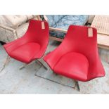 SWIVEL CHAIRS, a pair, by Matteo Grassi, in burgundy leather, each 87cm x 81cm H.