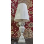 SIDE LAMP, carved marble with shade, 76cm H.